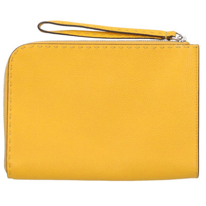 FENDI Selleria Slim Leather Clutch Bag Yellow Size ONE SIZE