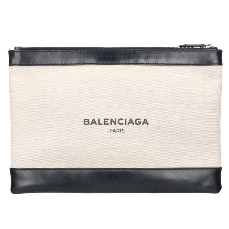 BALENCIAGA 373834 Navy Clip Canvas Leather Size ONE SIZE