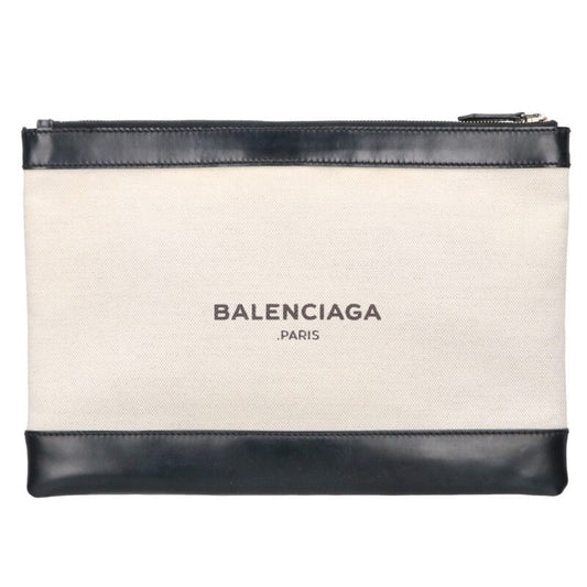 BALENCIAGA 373834 Navy Clip Canvas Leather Size ONE SIZE