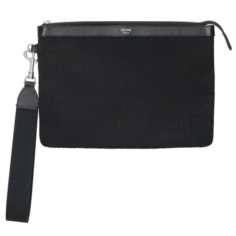 CELINE Logo Strap Pouch Clutch Bag Black ONE Size ONE SIZE