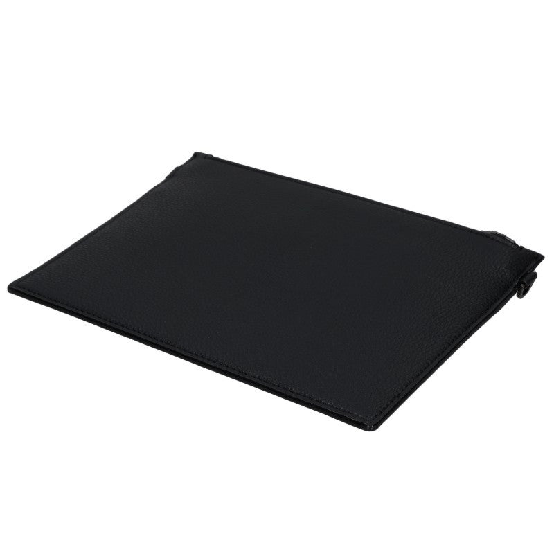 BALMAIN Logo Leather Clutch Black Size ONE SIZE