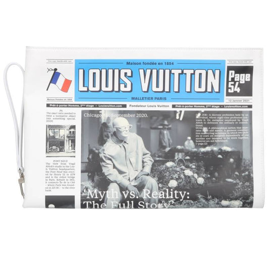 LOUISVUITTON Newspaper All-Over Print Leather Size ONE SIZE