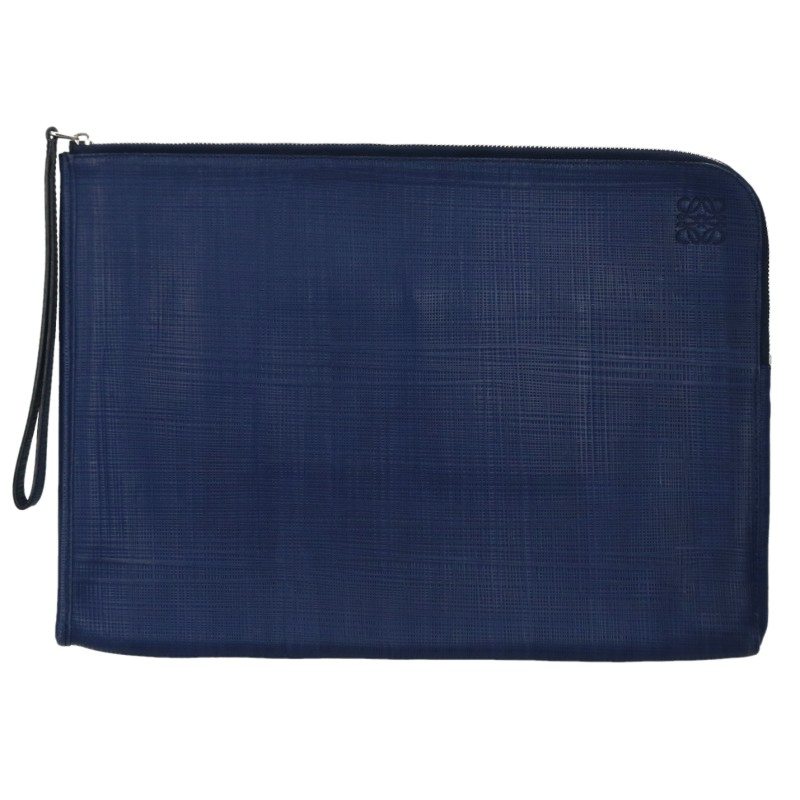 LOEWE 61504 Anagram Leather Clutch Blue Size ONE SIZE
