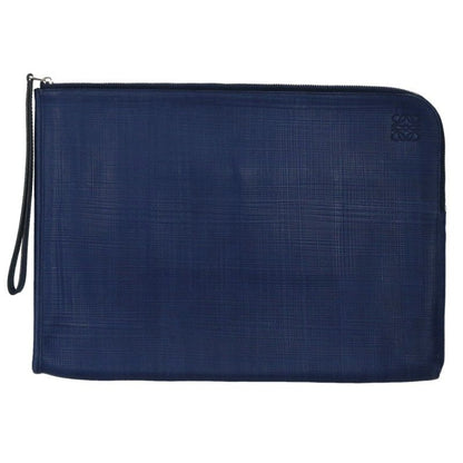 LOEWE 61504 Anagram Leather Clutch Blue Size ONE SIZE