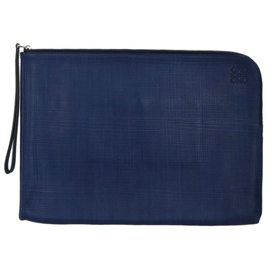 LOEWE 61504 Anagram Leather Clutch Blue Size ONE SIZE