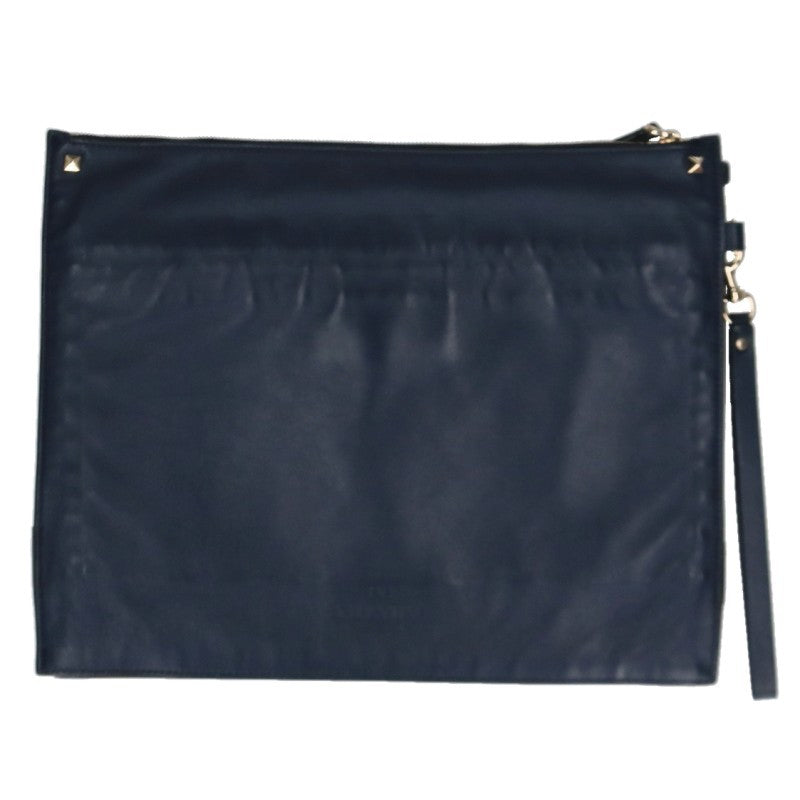 VALENTINO Rockstud Camo Leather Clutch Navy Size ONE SIZE