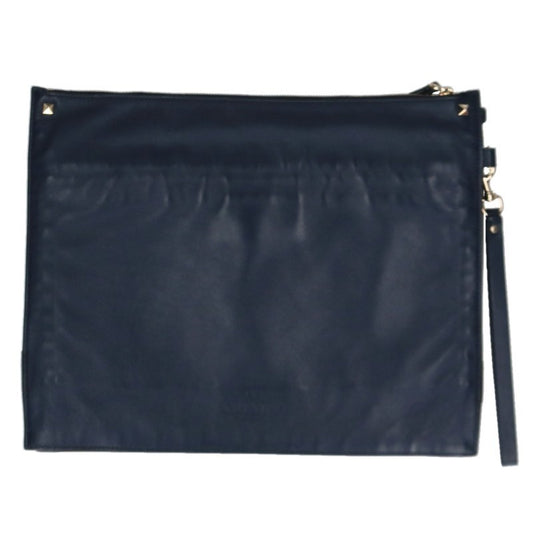 VALENTINO Rockstud Camo Leather Clutch Navy Size ONE SIZE