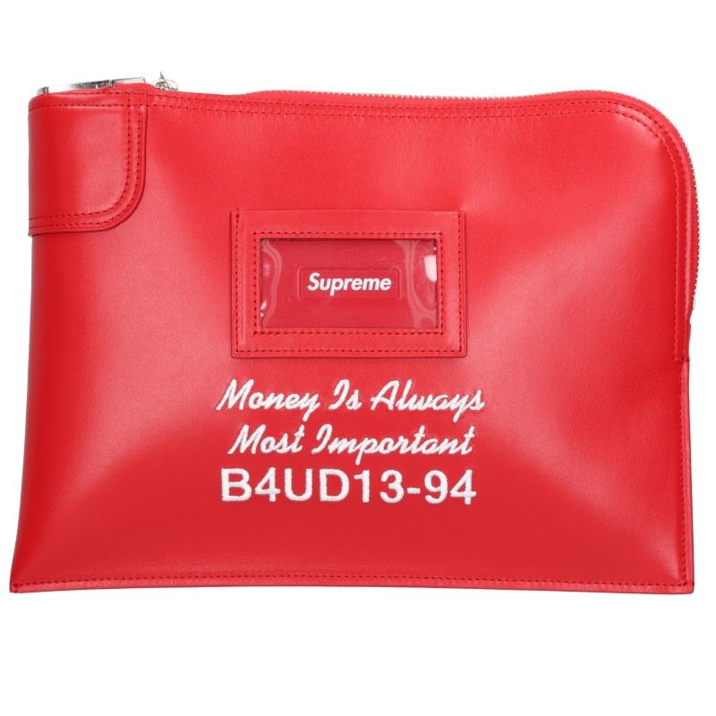 SUPREME 25SS Red Leather Money Clutch Bag Size ONE SIZE