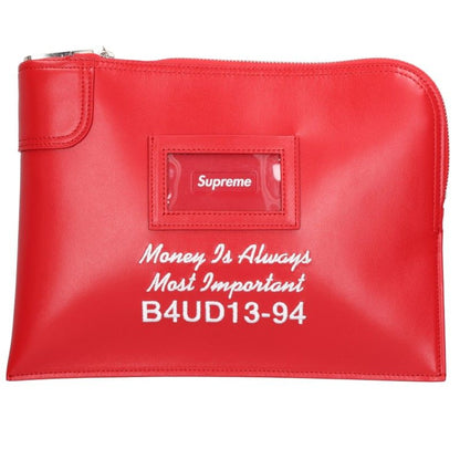 SUPREME 25SS Red Leather Money Clutch Bag Size ONE SIZE