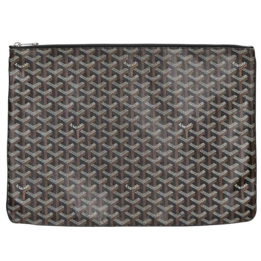 GOYARD Sena GM PVC Coated Canvas Clutch Bag Brown Size GM