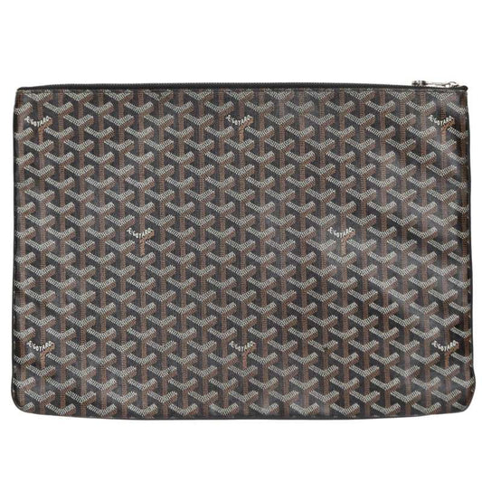 GOYARD Sena GM PVC Coated Canvas Clutch Bag Brown Size GM