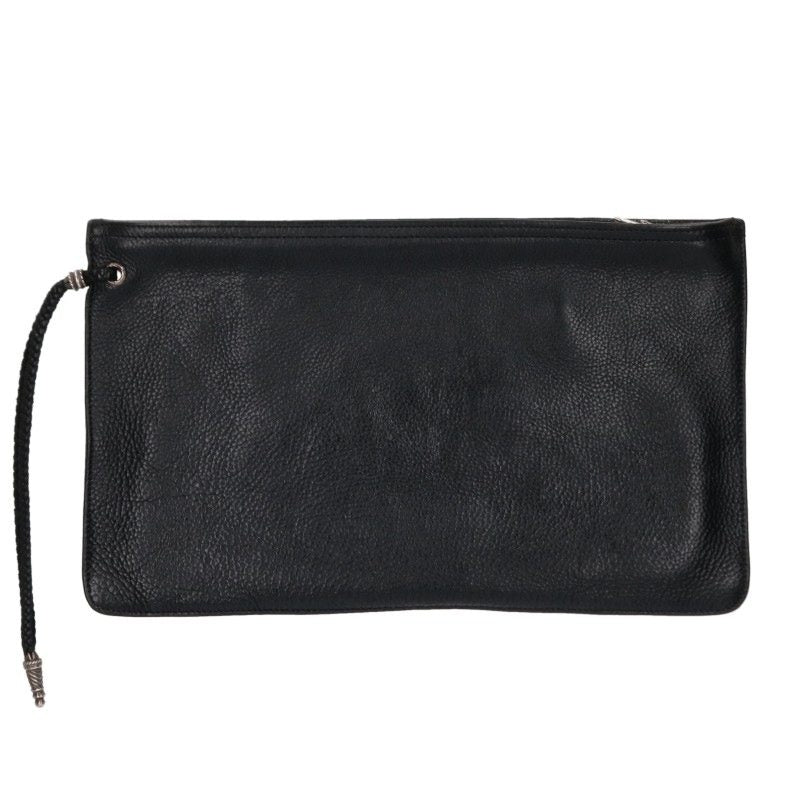 Chrome Hearts Flat Med Plain Leather Clutch Bag