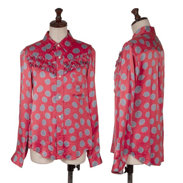 COMME des GARCONS Silk Yoke Frill Dot Shirt Pink Size S