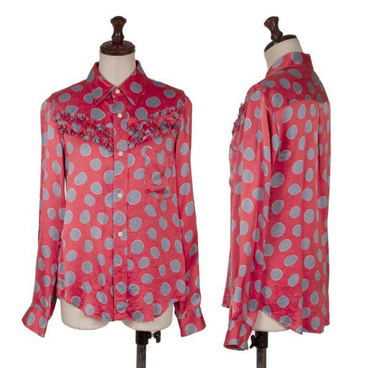 COMME des GARCONS Silk Yoke Frill Dot Shirt Pink Size S