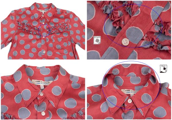 COMME des GARCONS Silk Yoke Frill Dot Shirt Pink Size S