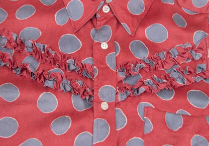 COMME des GARCONS Silk Yoke Frill Dot Shirt Pink Size S