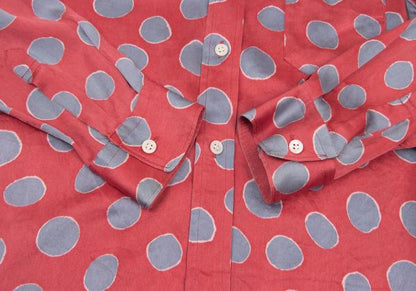 COMME des GARCONS Silk Yoke Frill Dot Shirt Pink Size S