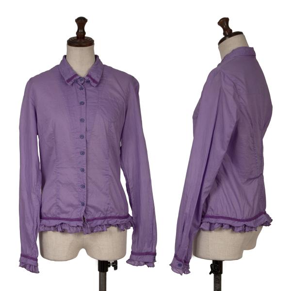 MARITHE Cotton Taping Frill Blouse Purple Size S