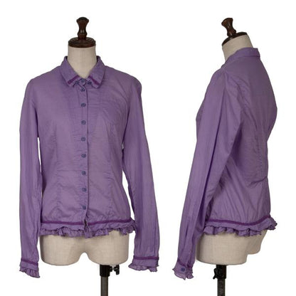 MARITHE Cotton Taping Frill Blouse Purple Size S