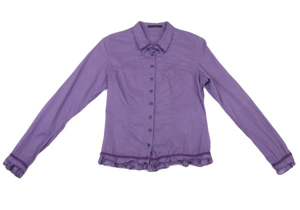 MARITHE Cotton Taping Frill Blouse Purple Size S