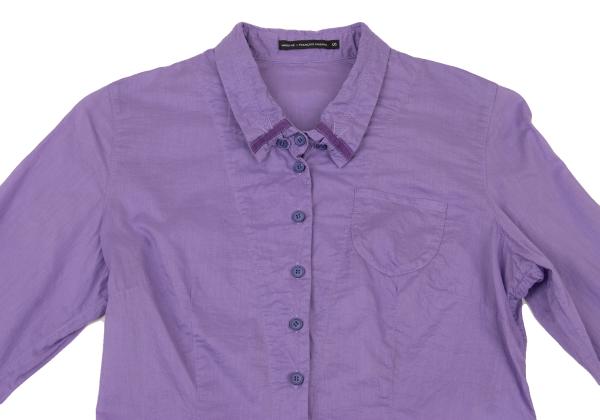 MARITHE Cotton Taping Frill Blouse Purple Size S