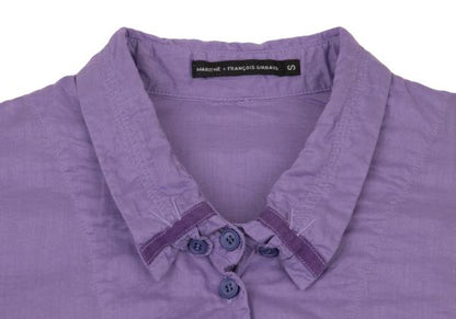 MARITHE Cotton Taping Frill Blouse Purple Size S