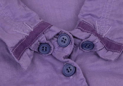 MARITHE Cotton Taping Frill Blouse Purple Size S