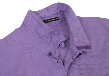 MARITHE Cotton Taping Frill Blouse Purple Size S