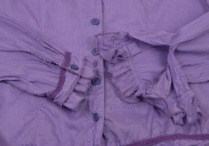 MARITHE Cotton Taping Frill Blouse Purple Size S