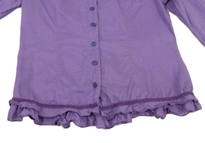MARITHE Cotton Taping Frill Blouse Purple Size S