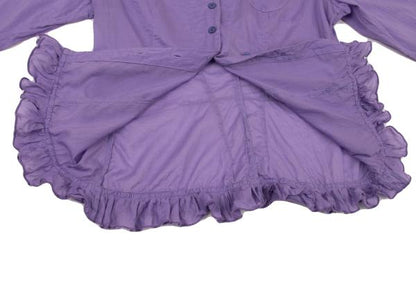MARITHE Cotton Taping Frill Blouse Purple Size S