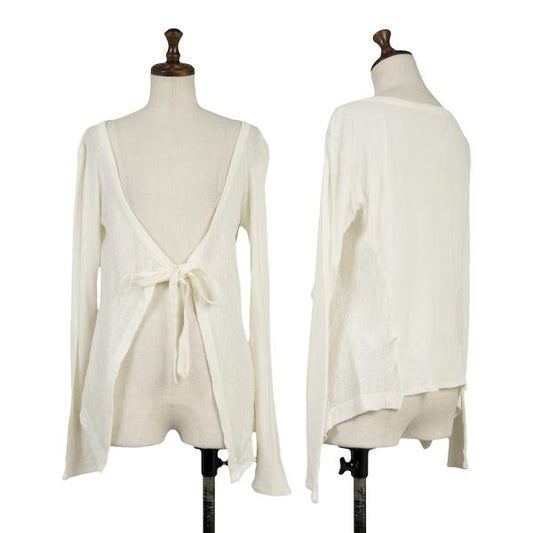 MARITHE Cotton Rayon Side Trim Rib Cardigan White Size S