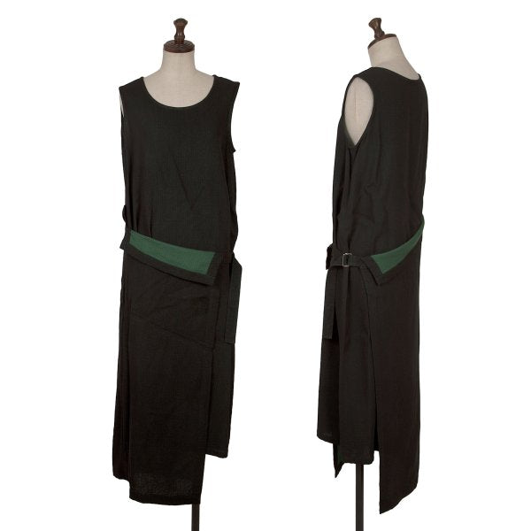 Y's Wool Blend Double Face Wrap Skirt Dress Black Size M