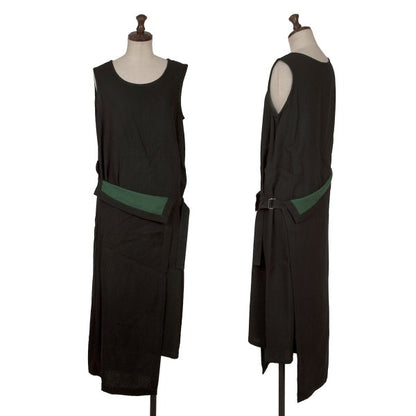 Y's Wool Blend Double Face Wrap Skirt Dress Black Size M