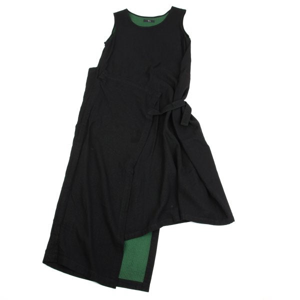 Y's Wool Blend Double Face Wrap Skirt Dress Black Size M