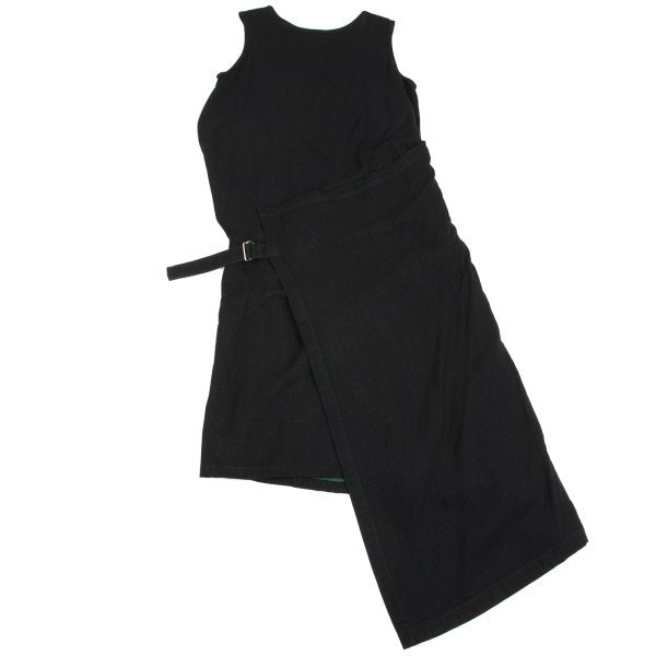 Y's Wool Blend Double Face Wrap Skirt Dress Black Size M