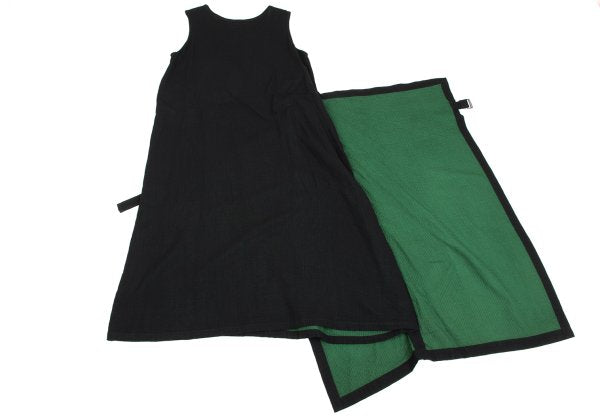 Y's Wool Blend Double Face Wrap Skirt Dress Black Size M
