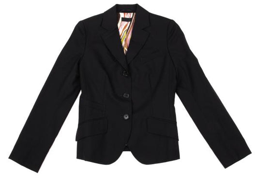 Paul Smith BLACK Wool Jacket Colorful Lining Navy Size 38