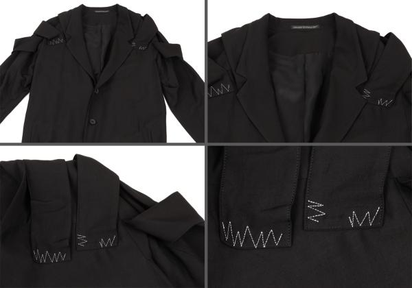 Yohji Yamamoto POUR HOMME 24SS Black Zigzag Jacket Size 1