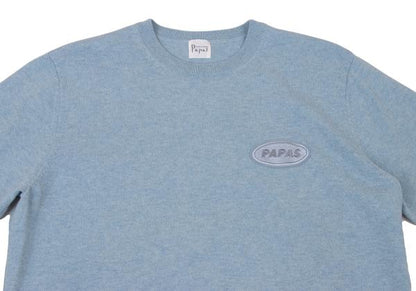Papas Logo Patch Wool Knit Sweater Light Blue Size 50L