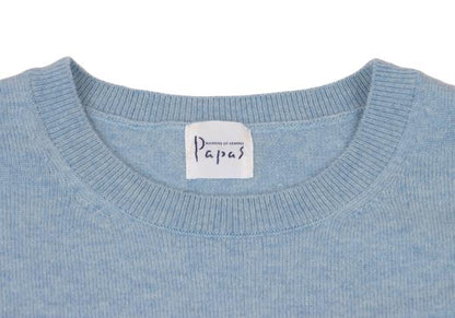 Papas Logo Patch Wool Knit Sweater Light Blue Size 50L
