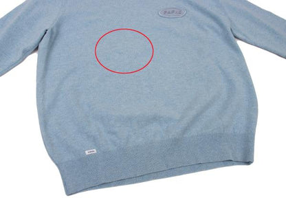 Papas Logo Patch Wool Knit Sweater Light Blue Size 50L