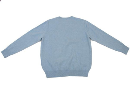 Papas Logo Patch Wool Knit Sweater Light Blue Size 50L