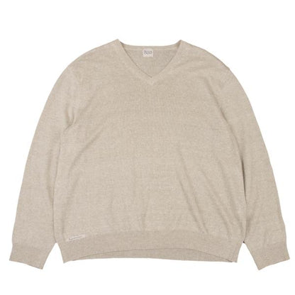 Papas Linen V-Neck Summer Knit Sweater Beige Size 50L