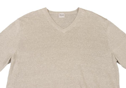 Papas Linen V-Neck Summer Knit Sweater Beige Size 50L