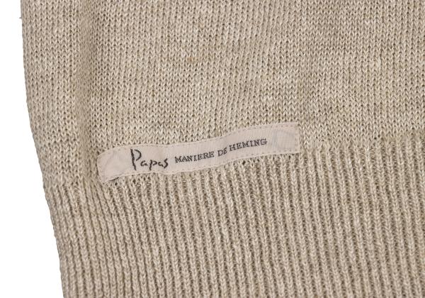 Papas Linen V-Neck Summer Knit Sweater Beige Size 50L