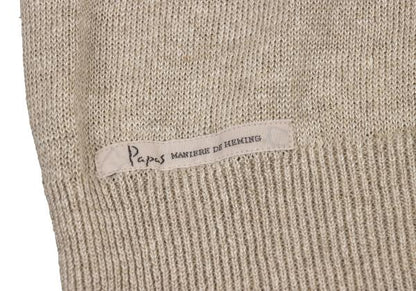 Papas Linen V-Neck Summer Knit Sweater Beige Size 50L