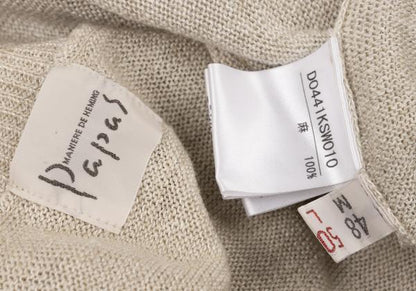 Papas Linen V-Neck Summer Knit Sweater Beige Size 50L