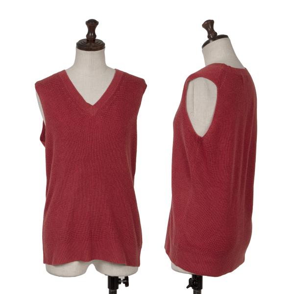 COMME des GARCONS Acrylic Rib Knit V-Neck Vest Red Size M
