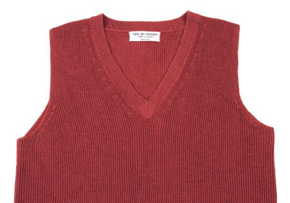 COMME des GARCONS Acrylic Rib Knit V-Neck Vest Red Size M